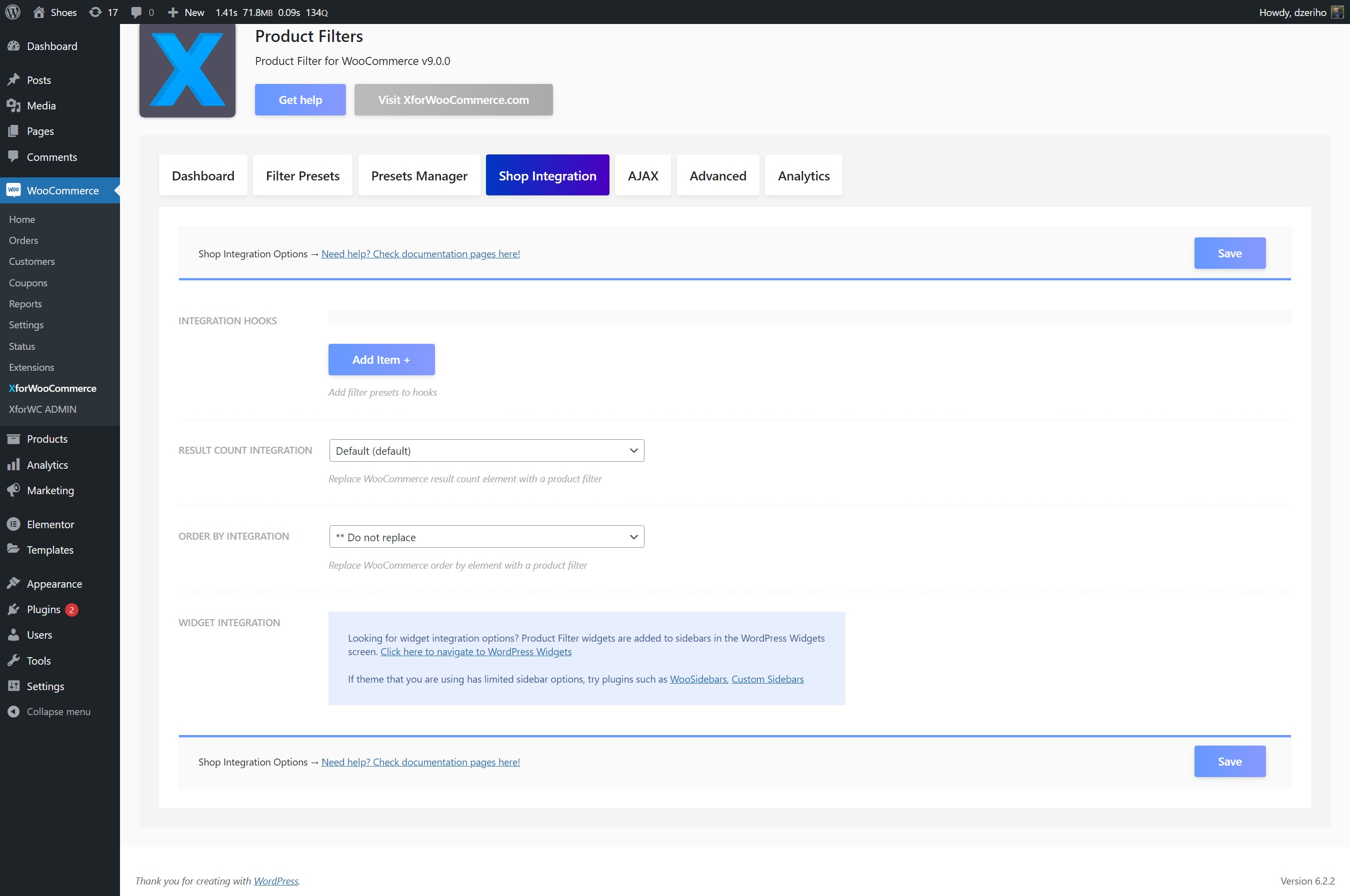 Product Filter template override integration